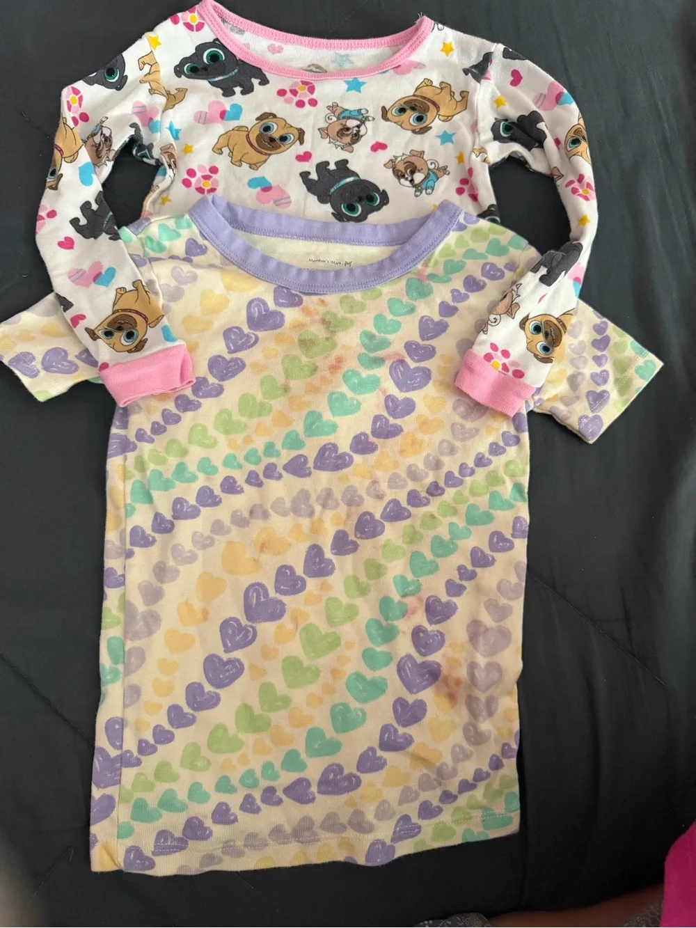 Kids Long Sleeve Heart & Puppy Pajama Set - Pastel Multicolor